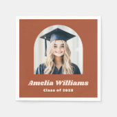 Serviette En Papier Élégant arc diplômé photo rétro nom terre cuite (Devant)