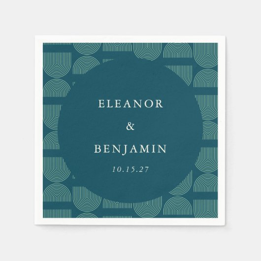 Serviette En Papier Elégant Arc Retro Chic Turquoise Bleu Personnalisé (Devant)