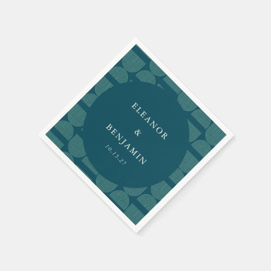 Serviette En Papier Elégant Arc Retro Chic Turquoise Bleu Personnalisé (Coin)