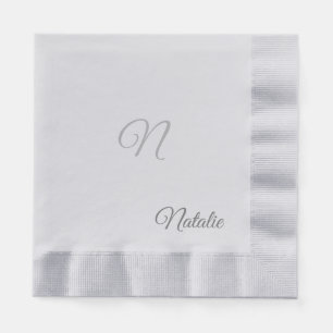 Serviette En Papier Élégant argent couleur solide monogrammed Napkins