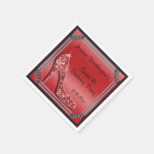 Serviette En Papier Elégant Argent encadré Rouge Stiletto Sweet 16 (Coin)