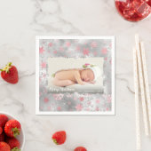 Serviette En Papier Élégant argent rose or flocons de neige photo pers (En situation)