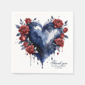 Serviette En Papier Élégant arrangement rose avec feuillage doré (Devant)