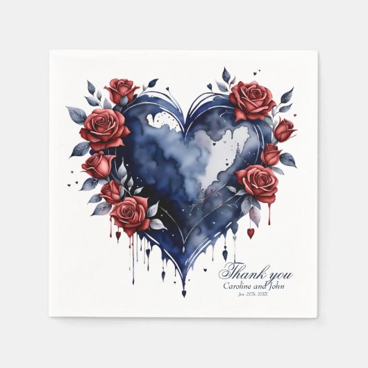 Serviette En Papier Élégant arrangement rose avec feuillage doré (Devant)