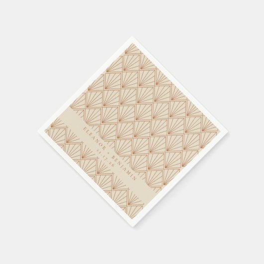 Serviette En Papier Elégant Art Déco Burnt Orange Personnalisé Mariage (Coin)