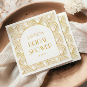 Serviette En Papier Élégant Art Déco de Mariage Géométrique en Or