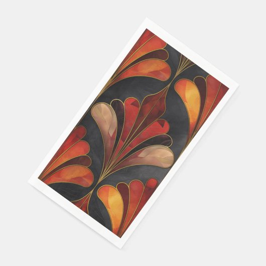 Serviette En Papier Elégant Art déco noir or rouge (Coin)
