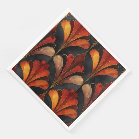 Serviette En Papier Elégant Art déco noir or rouge (Coin)