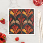 Serviette En Papier Elégant Art déco noir or rouge (En situation)