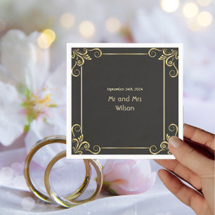 Serviette En Papier Elégant Art Déco Vintage Dîner De Mariage Cocktail