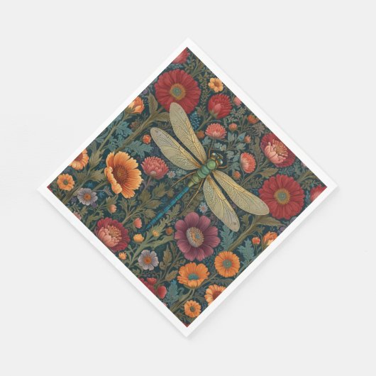 Serviette En Papier Elegant art nouveau Autumn floral Dragonfly (Coin)