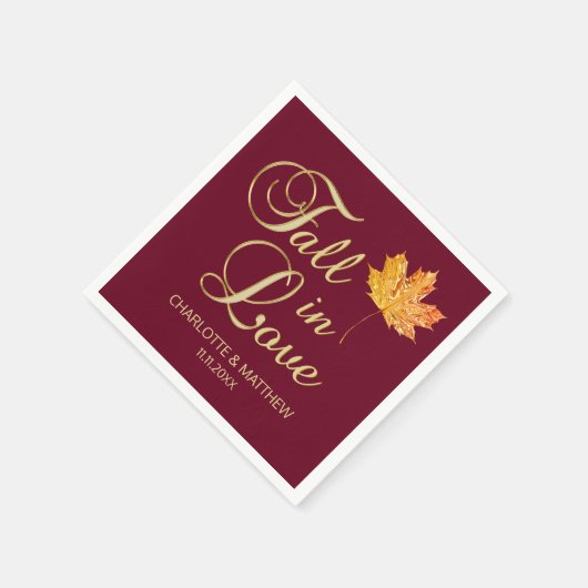 Serviette En Papier Élégant automne automne automne dans l'amour Maria (Coin)