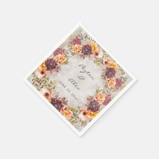 Serviette En Papier Élégant automne automne automne Orange Bourgogne M (Coin)