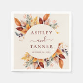 Serviette En Papier Élégant automne Feuilles Mariage automne (Devant)