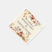 Serviette En Papier Elegant Autumn Watercolor Floral Wedding (Coin)