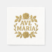 Serviette En Papier Élégant Ave Maria Gold Rose catholique (Devant)