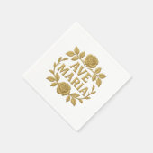 Serviette En Papier Élégant Ave Maria Gold Rose catholique (Coin)