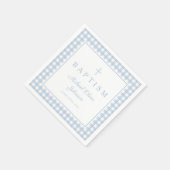 Serviette En Papier Elegant Baby Blue Gingham Boy Baptism (Coin)