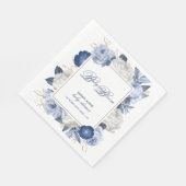 Serviette En Papier Elégant Baby shower à fleurs bleu et blanc (Coin)