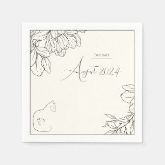 Serviette En Papier Elégant Baby shower Amoureux des chats noir et crè