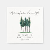 Serviette En Papier Elégant Baby shower Aquarelle Pine Trees (Devant)