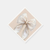 Serviette En Papier Elégant Baby shower blanc Pearl Bow (Coin)