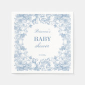 Serviette En Papier Élégant baby shower bleu chinoiserie toile françai (Devant)