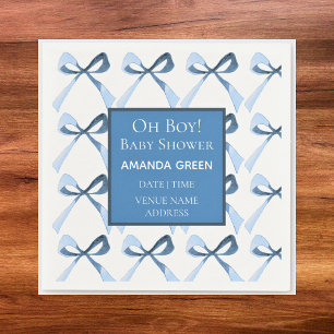Serviette En Papier Elégant Baby shower Blue Bows