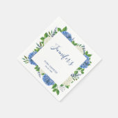 Serviette En Papier Élégant Baby shower Botanique Bleu Hydrangée (Coin)