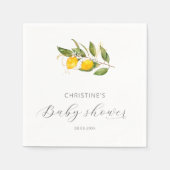 Serviette En Papier Elégant Baby shower citron aquarelle (Devant)