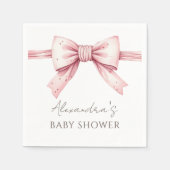 Serviette En Papier Elégant Baby shower Coquette Rose Bow (Devant)