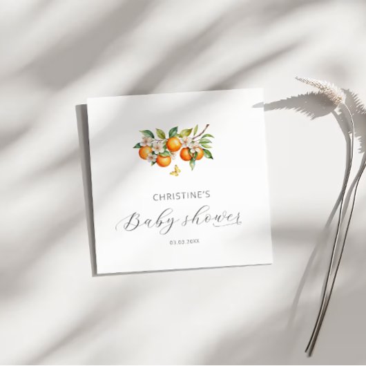 Serviette En Papier Elégant Baby shower d'aquarelle Oranges