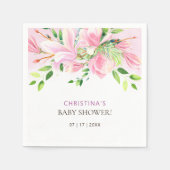 Serviette En Papier Elégant Baby shower d'aquarelle rose Magnolia (Devant)