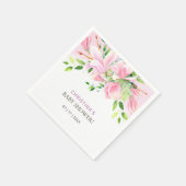 Serviette En Papier Elégant Baby shower d'aquarelle rose Magnolia (Coin)
