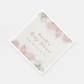 Serviette En Papier Élégant Baby shower d'aquarelle rose vert (Coin)