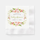 Serviette En Papier Elégant Baby shower d'aquarelle vert printemps (Devant)