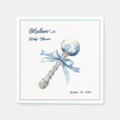 Serviette En Papier Elégant Baby shower de Bow en Argent Bleu (Devant)