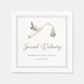 Serviette En Papier Élégant Baby shower de cigogne (Devant)