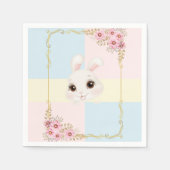 Serviette En Papier Elégant Baby shower de lapin blanc moderne (Devant)