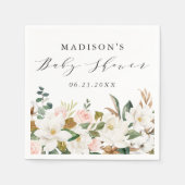 Serviette En Papier Elégant Baby shower de Magnolias aquarelle (Devant)