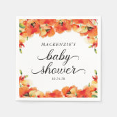 Serviette En Papier Élégant Baby shower de pavot doré (Devant)
