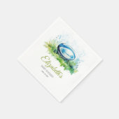 Serviette En Papier Elégant Baby shower de rugby aquarelle (Coin)
