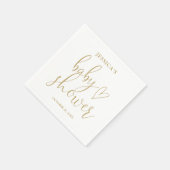 Serviette En Papier Élégant Baby shower de script Gold Heart (Coin)