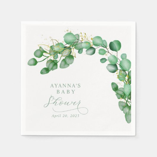 Serviette En Papier Elégant Baby shower de verdure Eucalyptus (Devant)