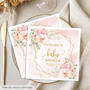 Serviette En Papier Élégant baby shower déjeuner rose roux