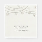 Serviette En Papier Élégant Baby shower d'hiver de Snowflakes (Devant)