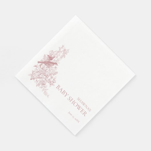 Serviette En Papier Elégant Baby shower d'oiseaux naturels de Chinoise (Coin)