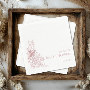 Serviette En Papier Elégant Baby shower d'oiseaux naturels de Chinoise