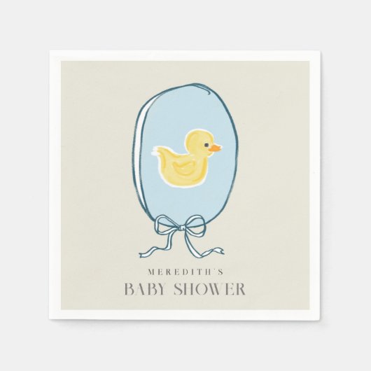 Serviette En Papier Élégant Baby shower en caoutchouc Ducky (Devant)