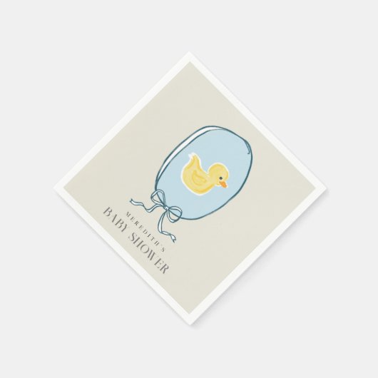 Serviette En Papier Élégant Baby shower en caoutchouc Ducky (Coin)
